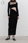 Un morceau velvet lace stitching waist details dress um231ls07 black PUM35